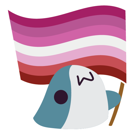 :blobhaj_holding_lesbian_flag: